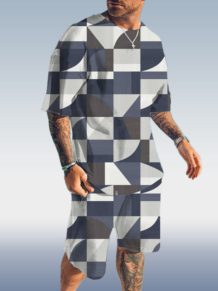 Suitmens Men's Geometric Print Shorts Set 351