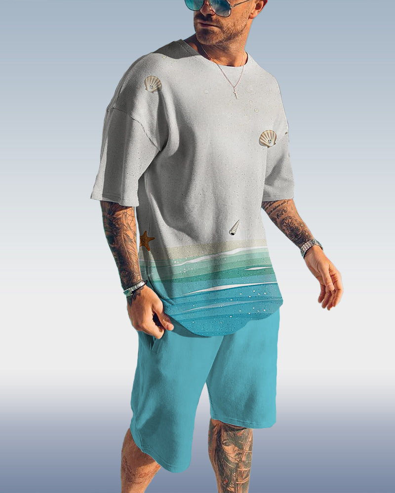 Suitmens Men's Sea Print Shorts Set 001