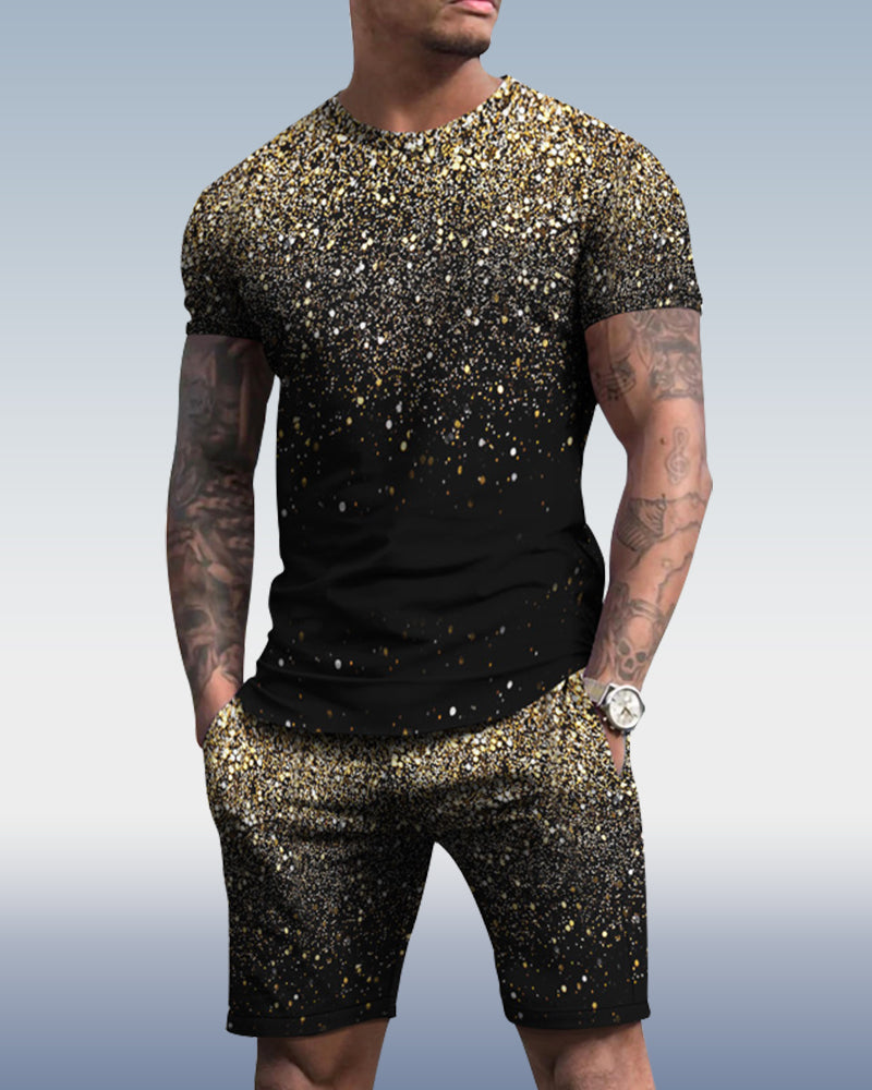 Men's Spring Summer Gradient Printed Suit 067