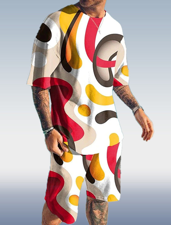 Suitmens Men's Art Print Shorts Set 145