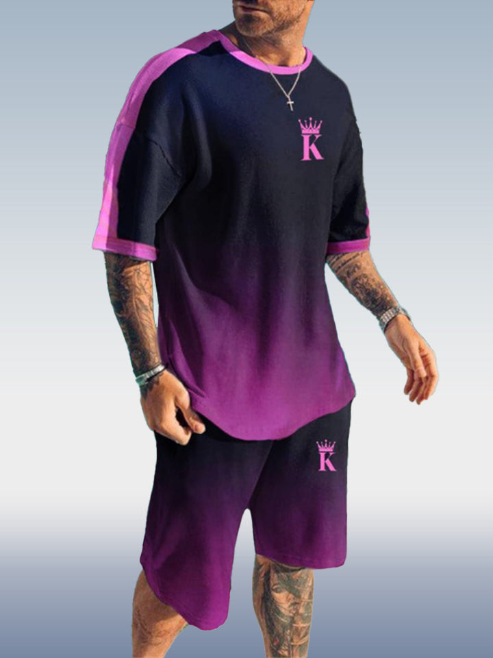Suitmens Men's Ombre Print Shorts Set 341