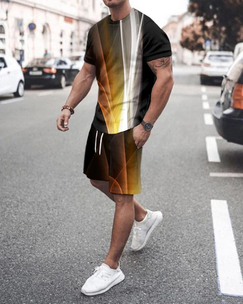 Suitmens Men's Trendy Ombre Shorts Suit