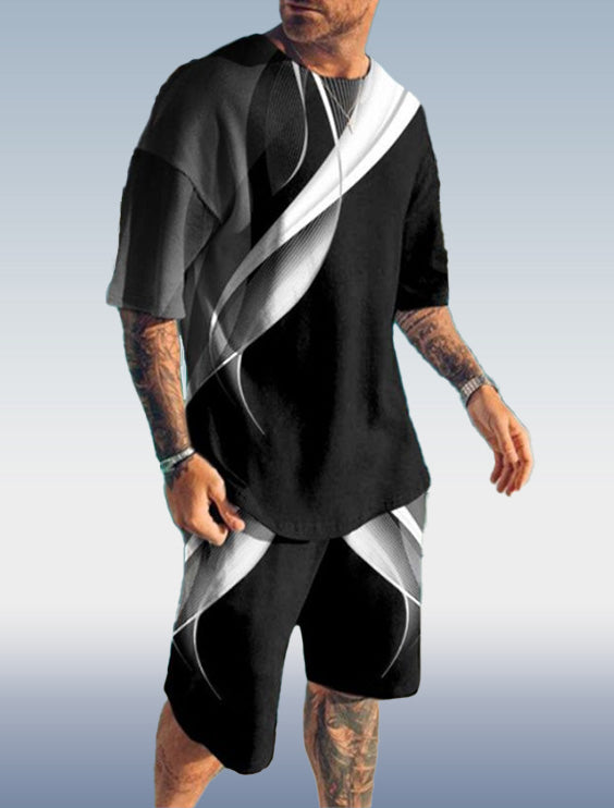 Suitmens Men's Black Gradient Shorts Suit
