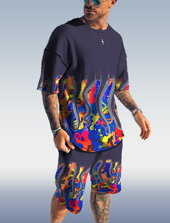 Suitmens Men's Tentacle Print Shorts Set 140