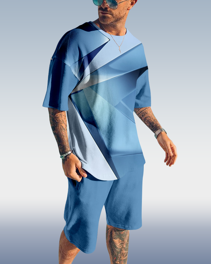 Men's Gradient Print Shorts Set 437