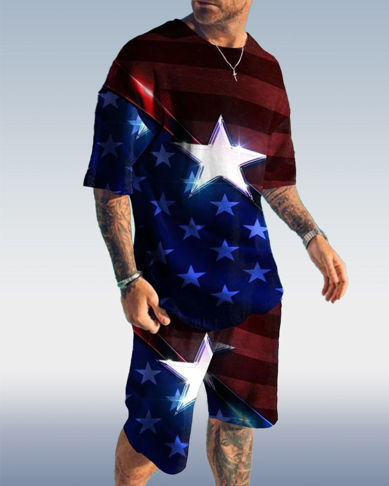 Suitmens Men's Independence Day Print Short Set 121