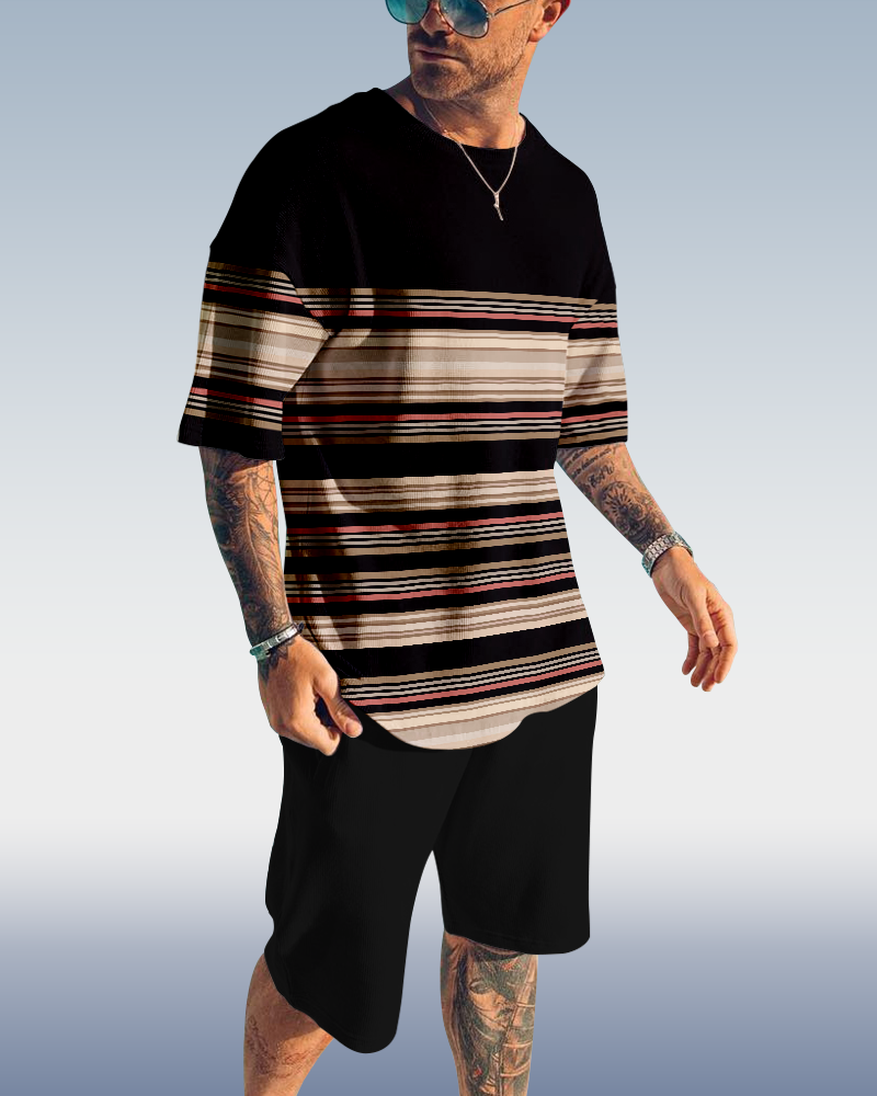 Men's plaid printed shorts Set 431