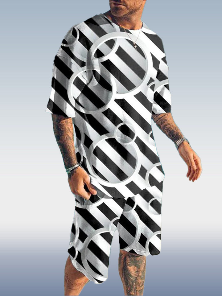 Suitmens Men's Colorblock Print Shorts Set 347