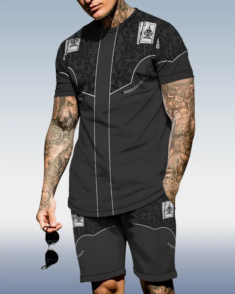 Men's spring and summer printed suit 023