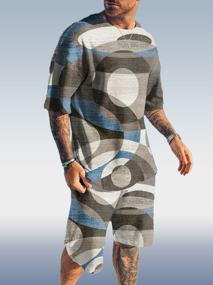 Suitmens Men's Colorblock Print Shorts Set 349