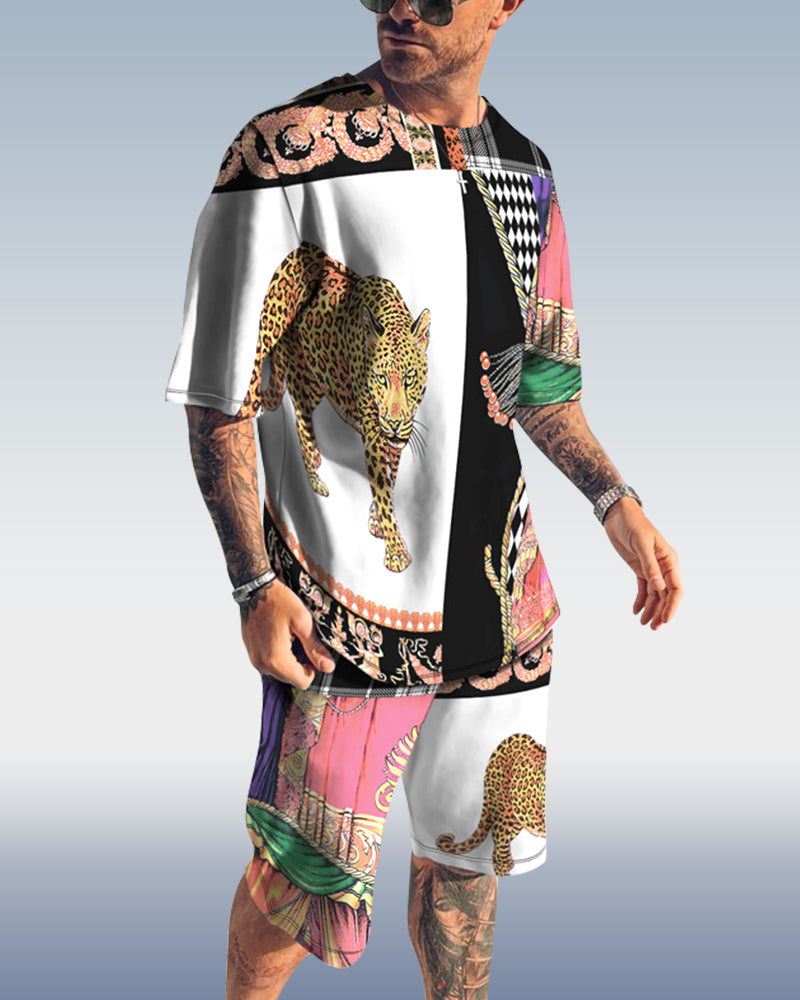 Men's spring and summer graffiti print suit 055