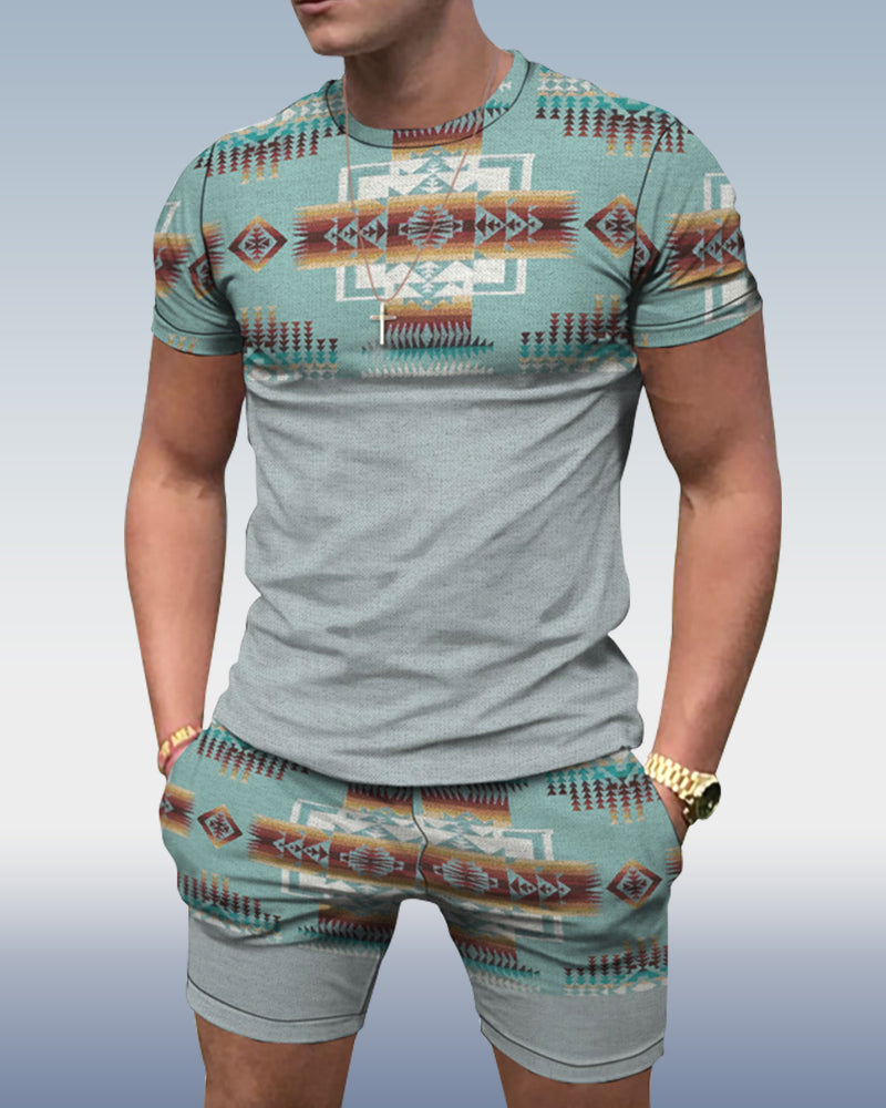 Men's spring and summer print suit 045