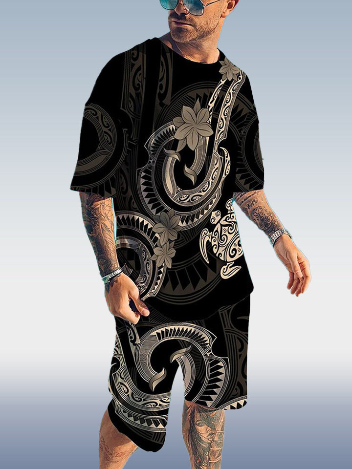 Suitmens Men's Ombre Print Shorts Set 340
