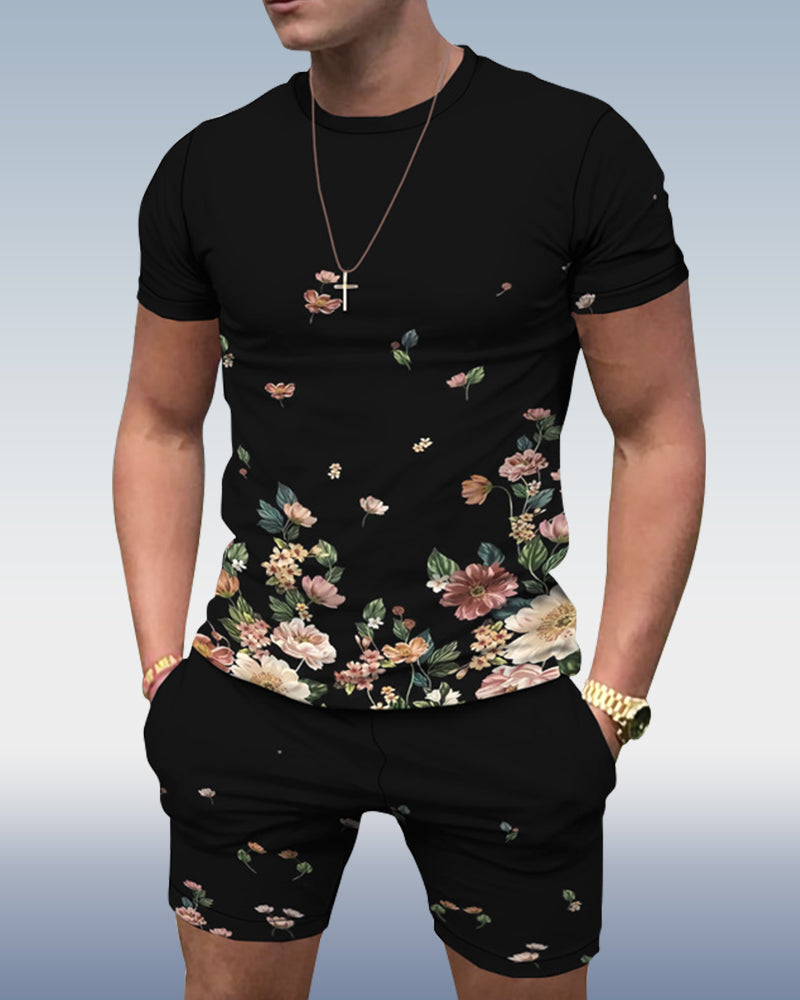 Men's Spring Summer Chain Floral Print Suit 072