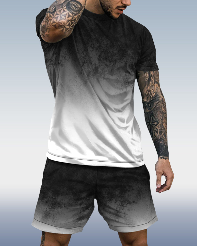 Men's Spring Summer Gradient Printed Suit 016