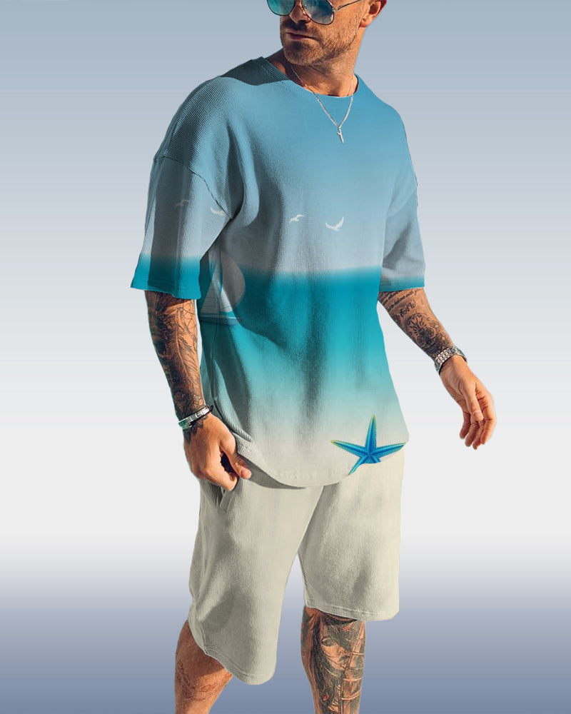 Suitmens Men's Sea Print Shorts Set 002