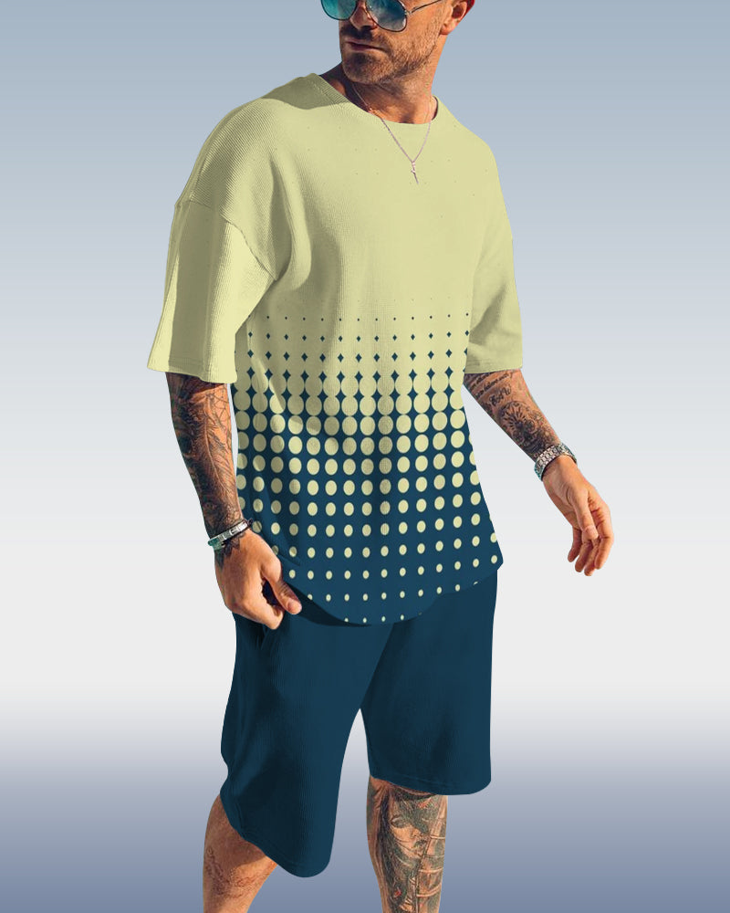 Suitmens Men's Casual Gradient Print Shorts Set 395