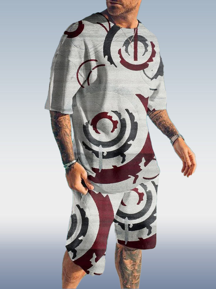 Suitmens Men's Colorblock Print Shorts Set 348