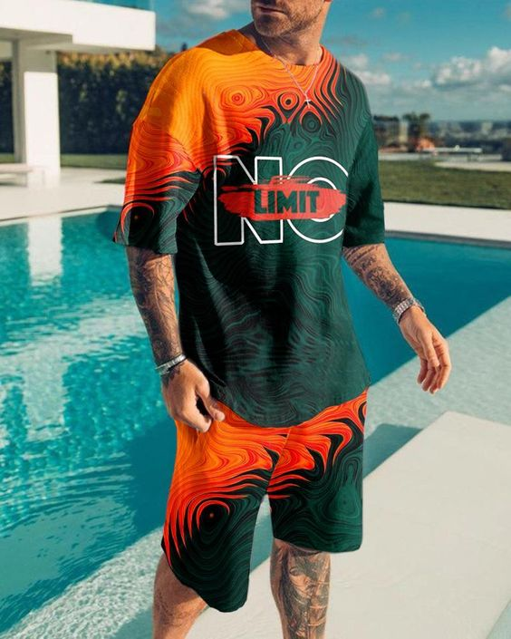Suitmens Men's Ombre Print Shorts Suit
