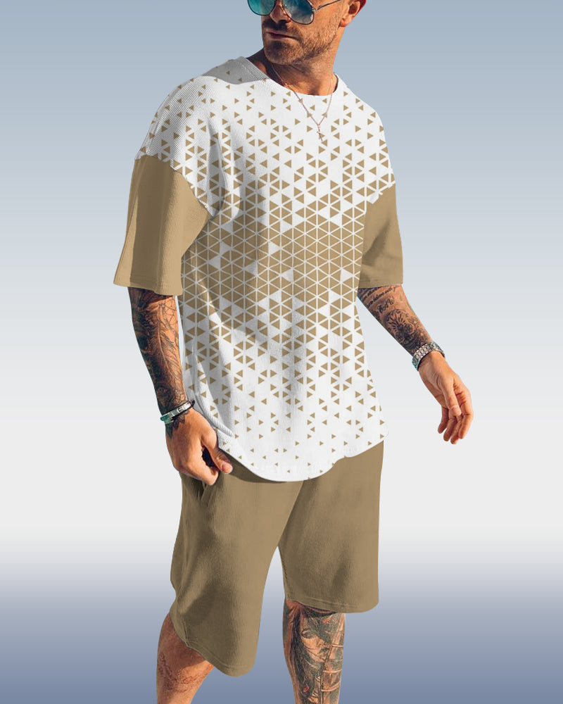 Suitmens Men's Casual Gradient Print Shorts Set 394
