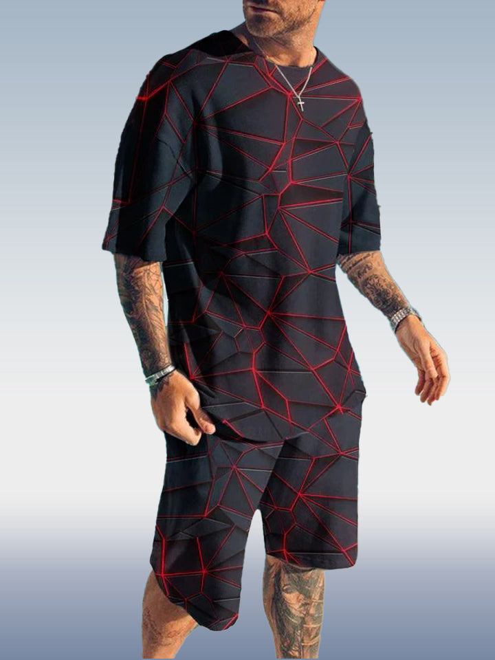 Suitmens Men's Hawaiian Print Shorts Set 357