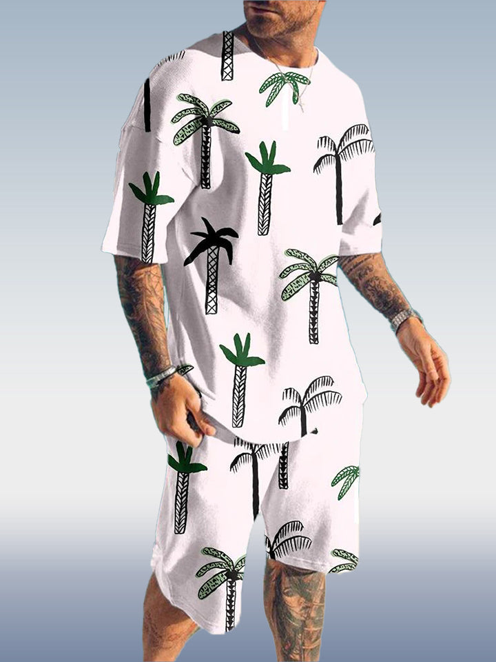 Suitmens Men's Hawaiian Print Shorts Set 353