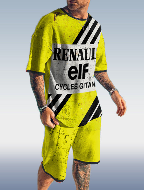 Suitmens Men's Colorblock Fashion Print Shorts Set 095