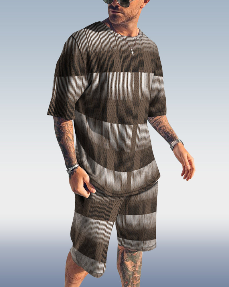 Men's Spring Summer Gradient Printed Suit 005