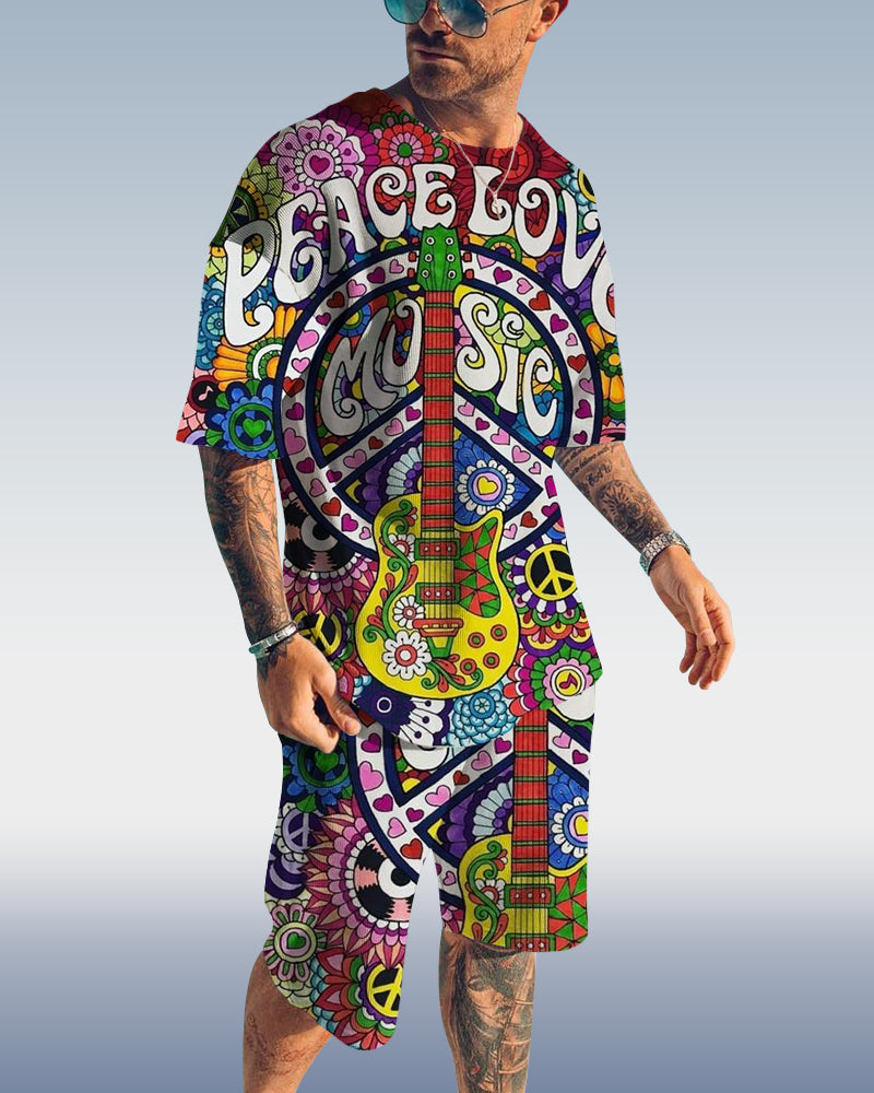 Men's Hippie Printed Shorts Set 438