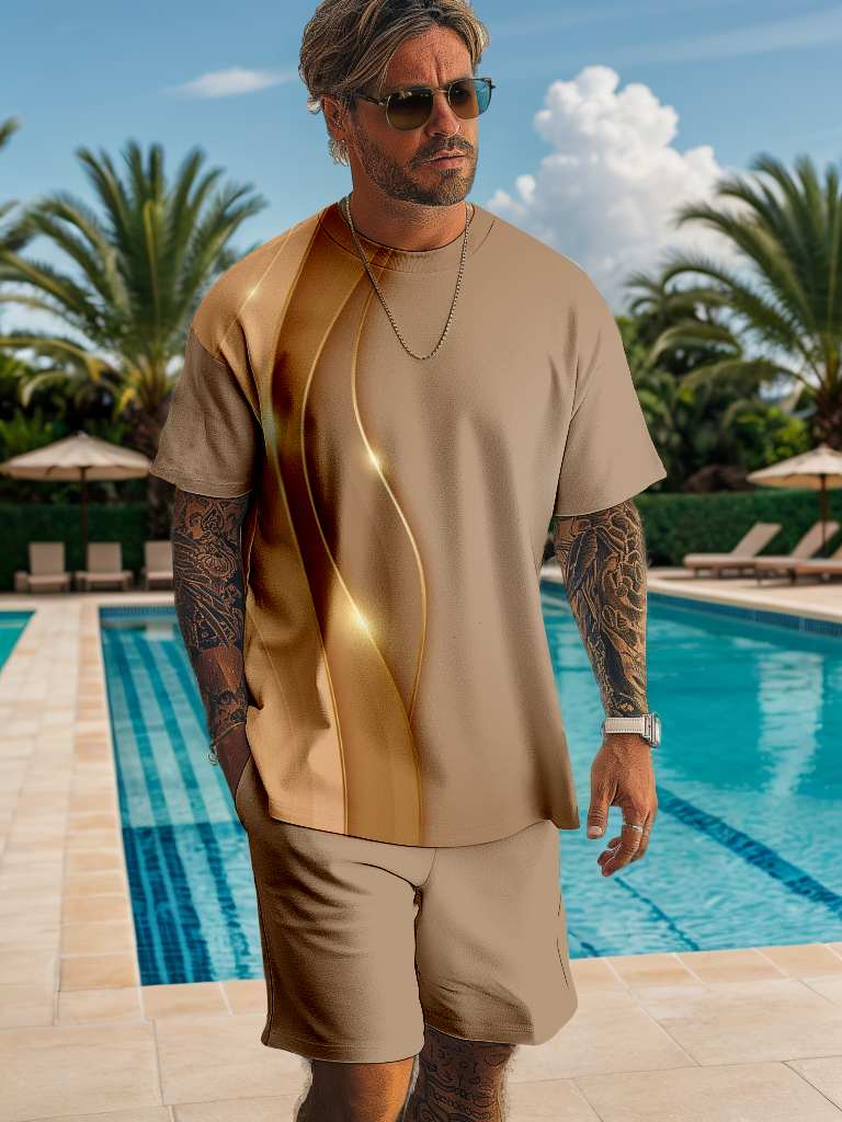 Men's Gradient Print Shorts Set 489