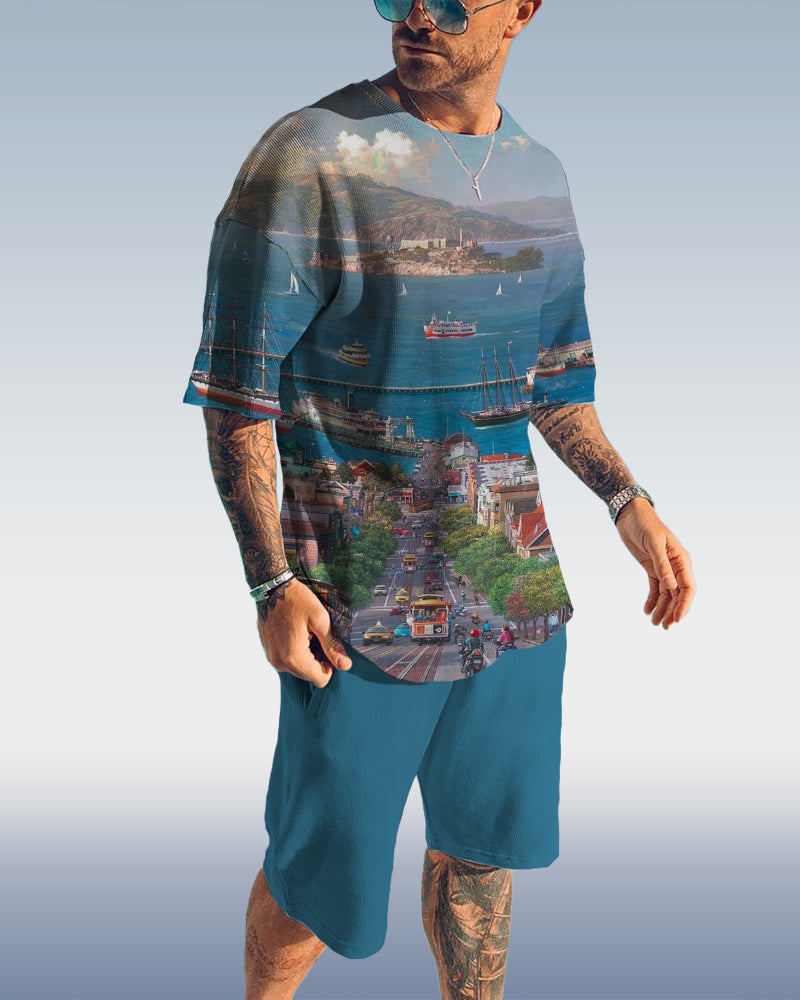 Suitmens Men's Beach City Print Shorts Set