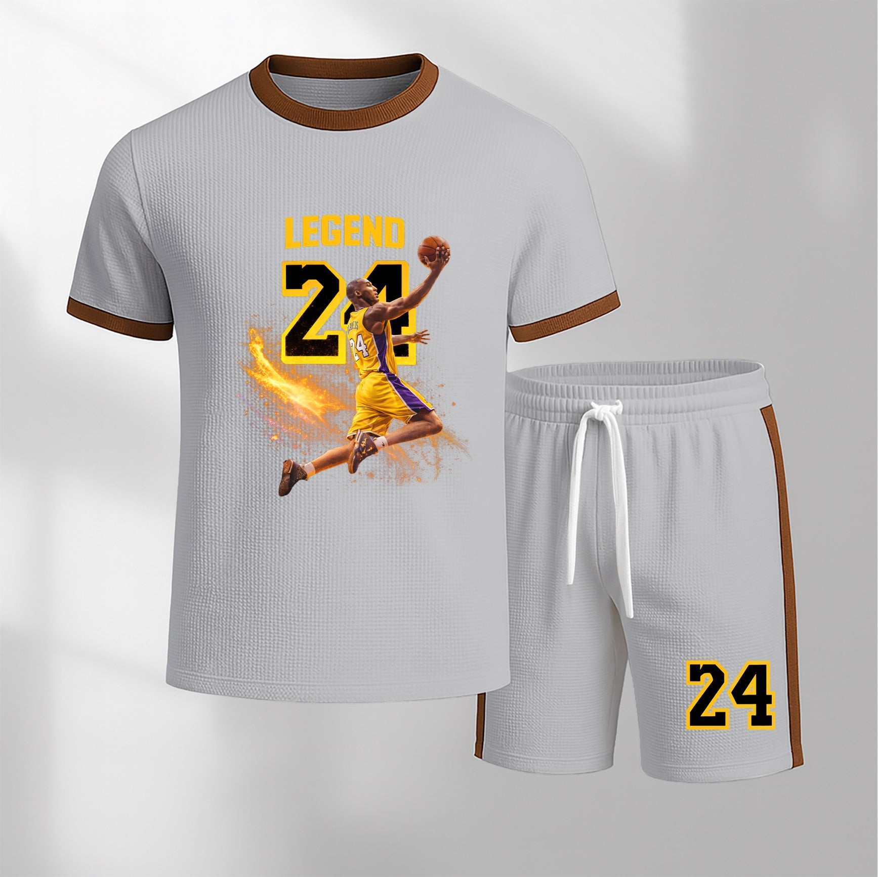 Men's Basketball Graphic Short-Sleeved T-Shirt And Drawstring Shorts Set, Men's Clothing, Casual Sports Short-Sleeved Top And Shorts, Men's Summer Everyday Wear, Indoor And Outdoor Sportswear, Sports Set.