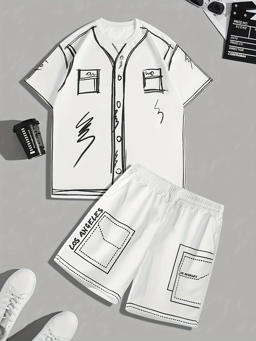 Men's Summer Graffiti Art Round Neck Set 204