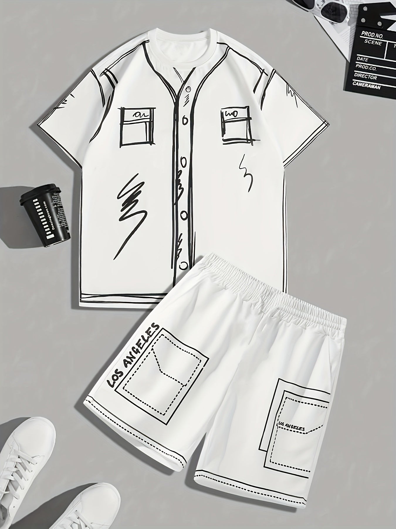 Men's Summer Graffiti Art Round Neck Set 204