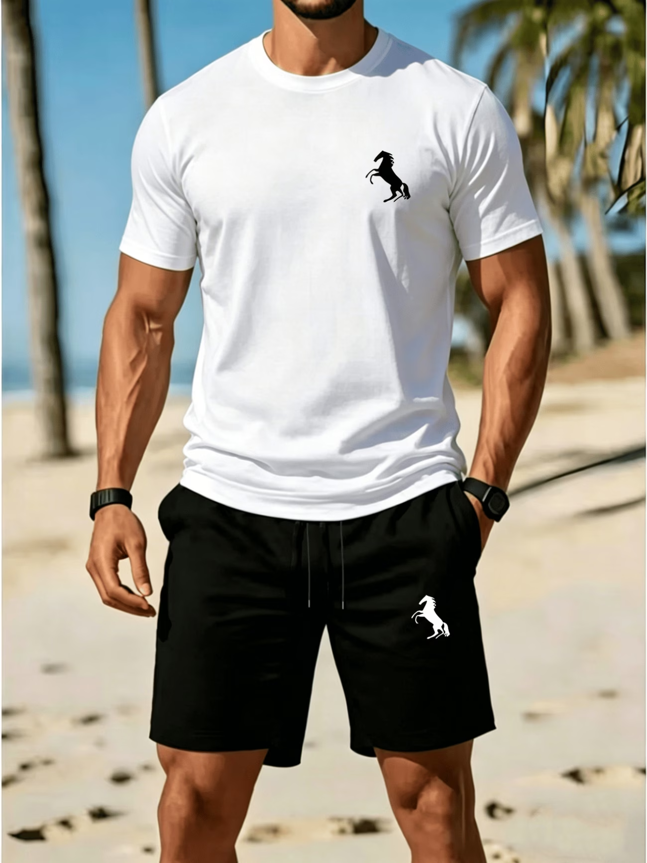 Herren Freizeit-Set mit T-Shirt und Shorts für Sommer