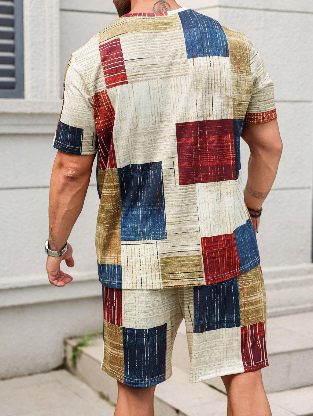 Men's Color Matching Casual Shorts Set 425
