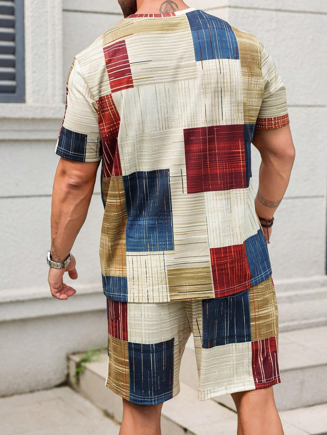 Men's Color Matching Casual Shorts Set 425