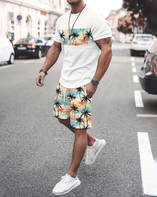 Men's Holiday Summer Round Neck Set 124