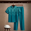 Men's Casual Printed Polo Short-Sleeve T-Shirt And Pants Two-Piece Set