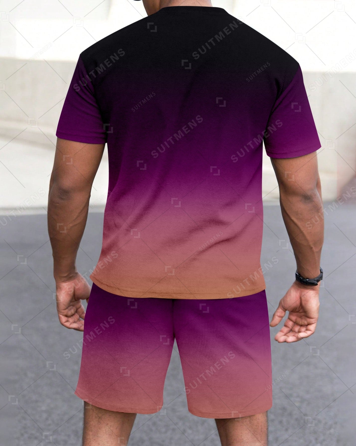 Men's Summer Gradient Printed Round Neck Suit 281