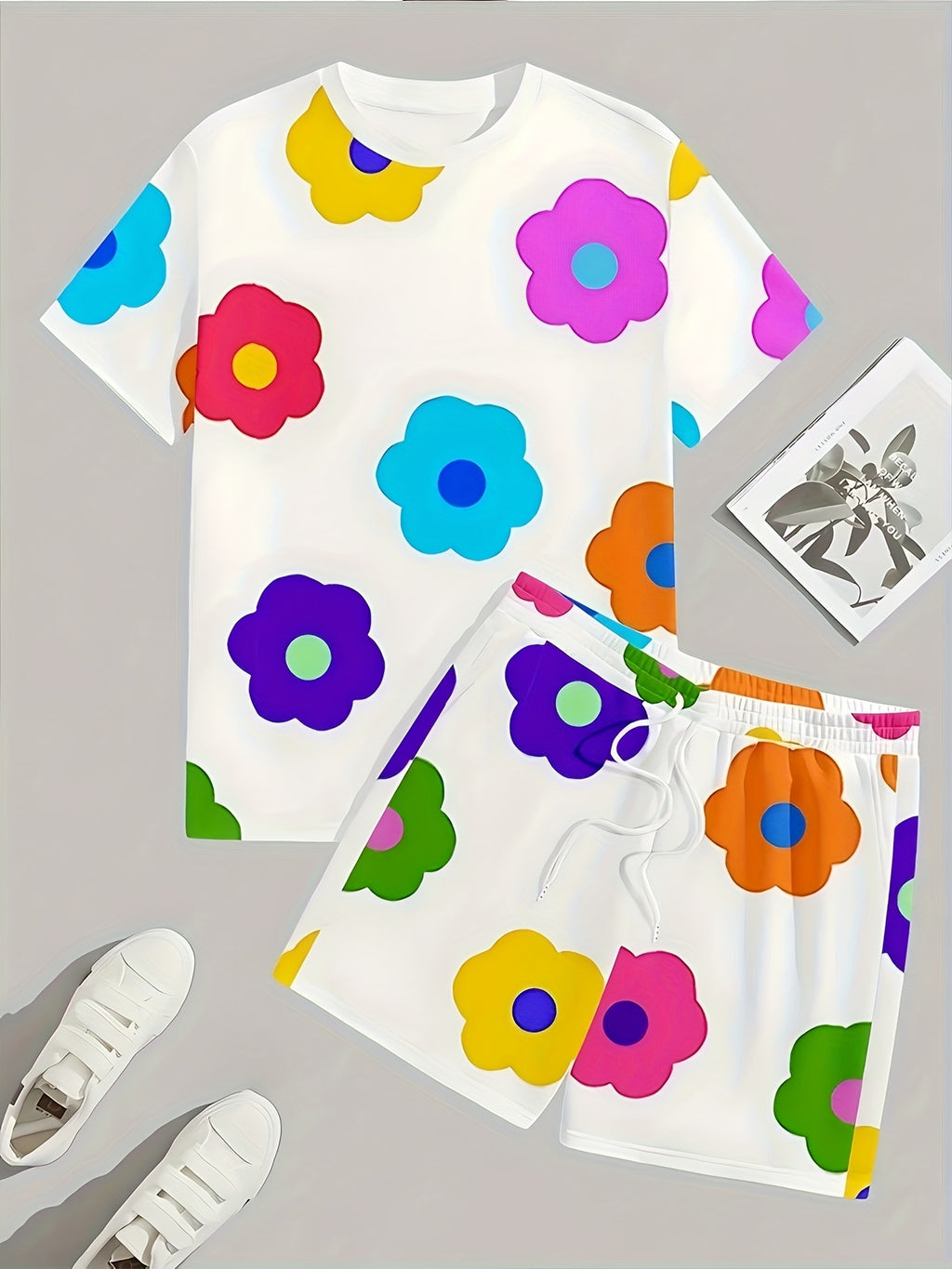 Men's Floral Summer Round Neck Set 131