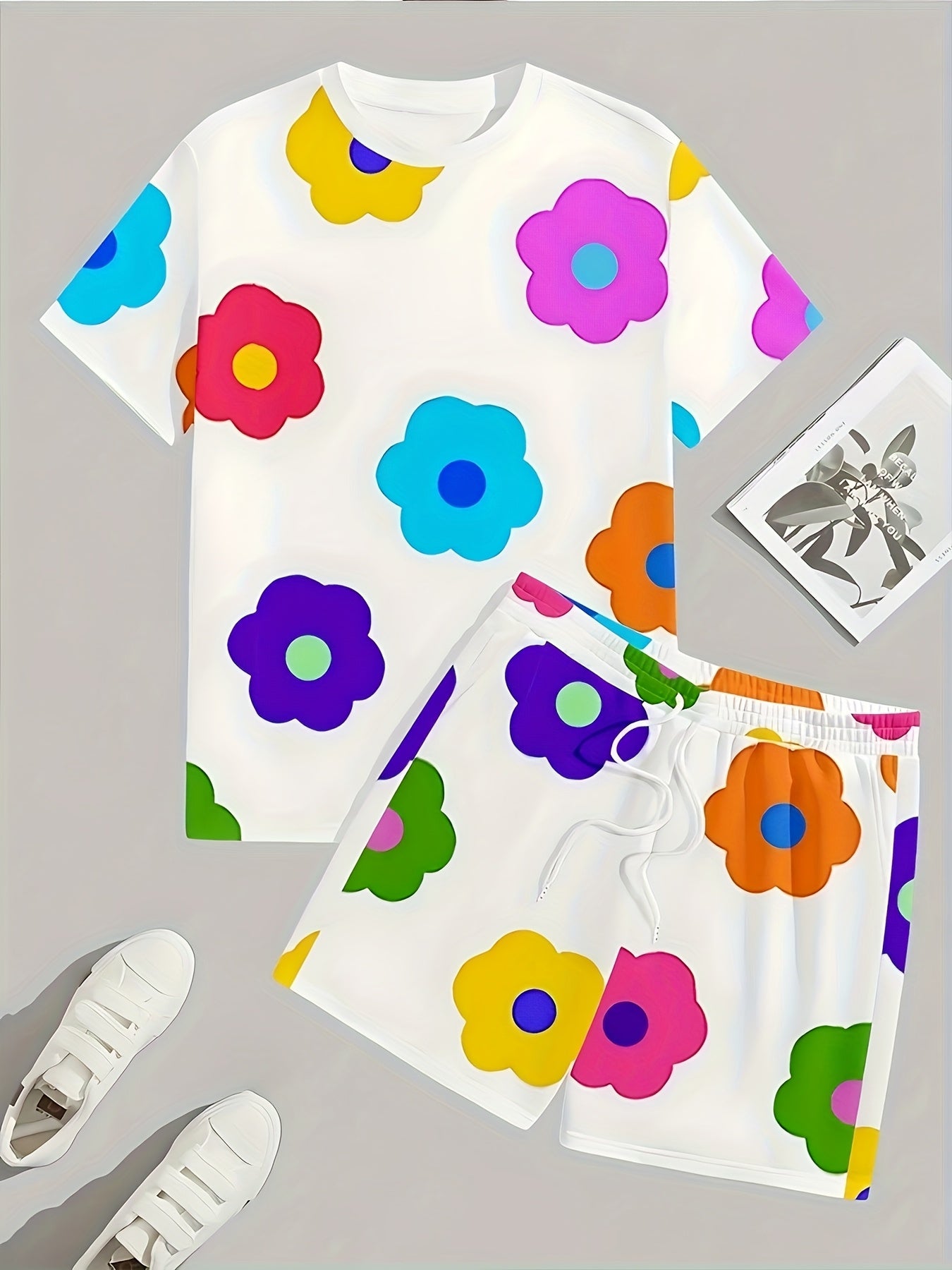 Men's Floral Summer Round Neck Set 131