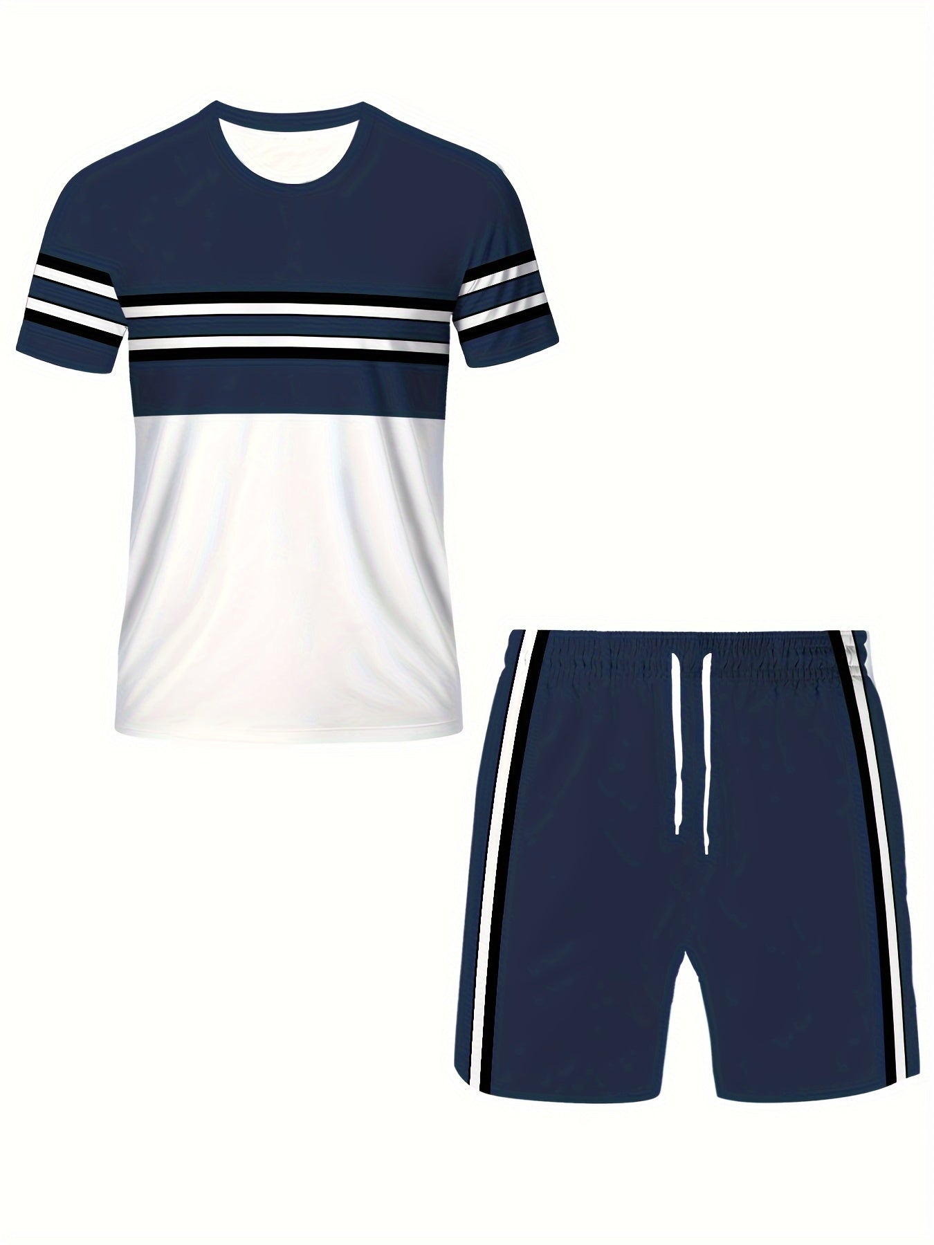 Men's Summer Retro Printed Round Neck Set 925