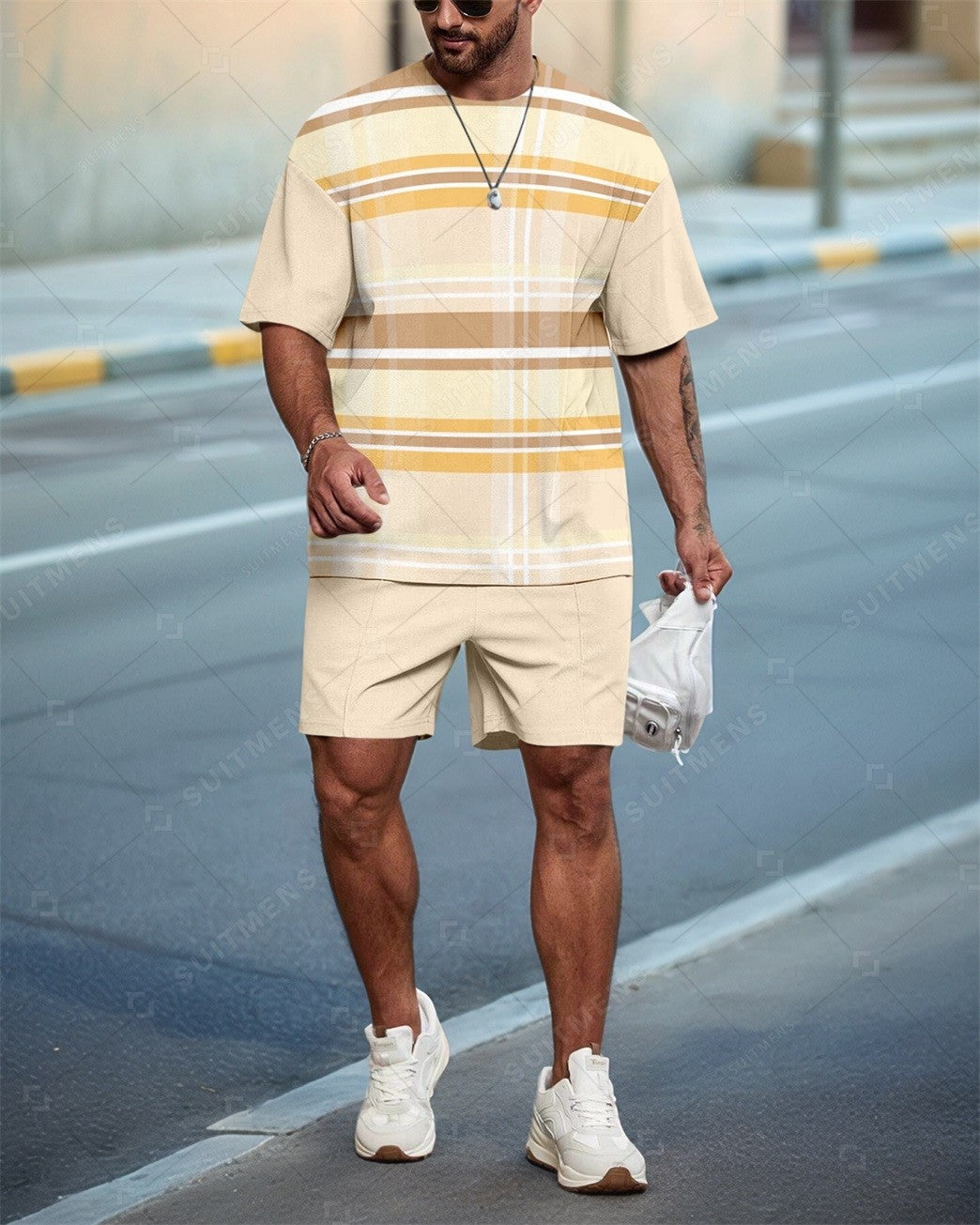 Men's Colorblock Casual Summer Round Neck Set 0122