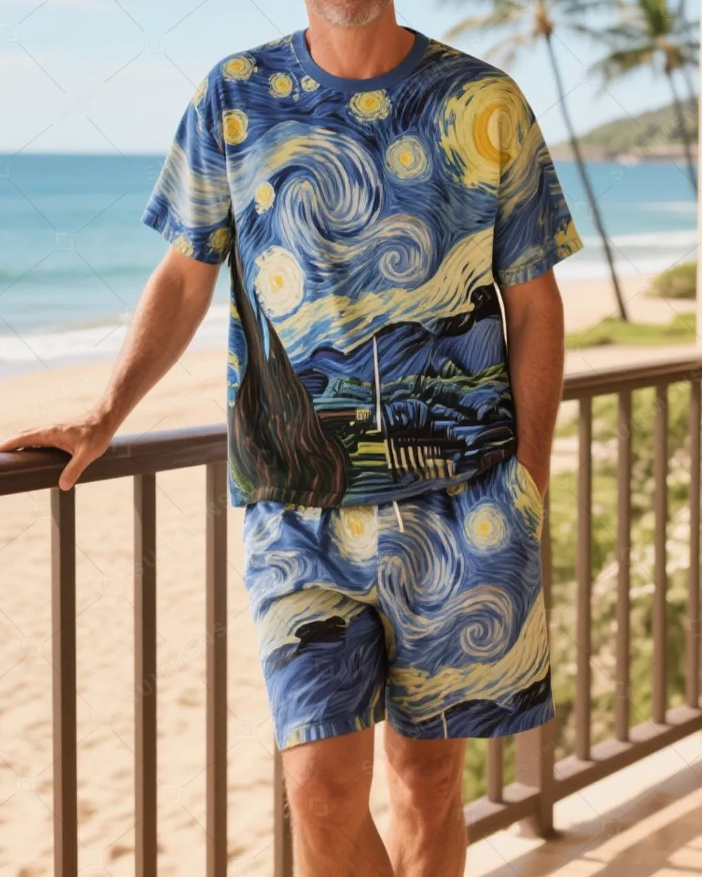 Men's Summer Vacation Round Neck Set 026
