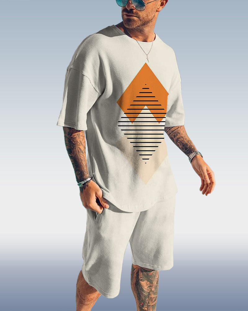 Suitmens  Men's Casual Apricot Print Set 046