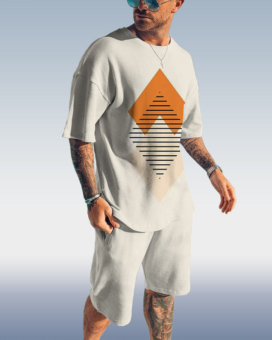 Suitmens  Men's Casual Apricot Print Set 046
