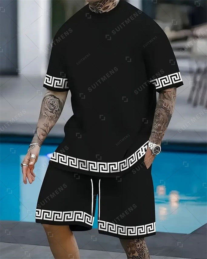 Men's Summer Gorgeous Printed Round Neck Set 960