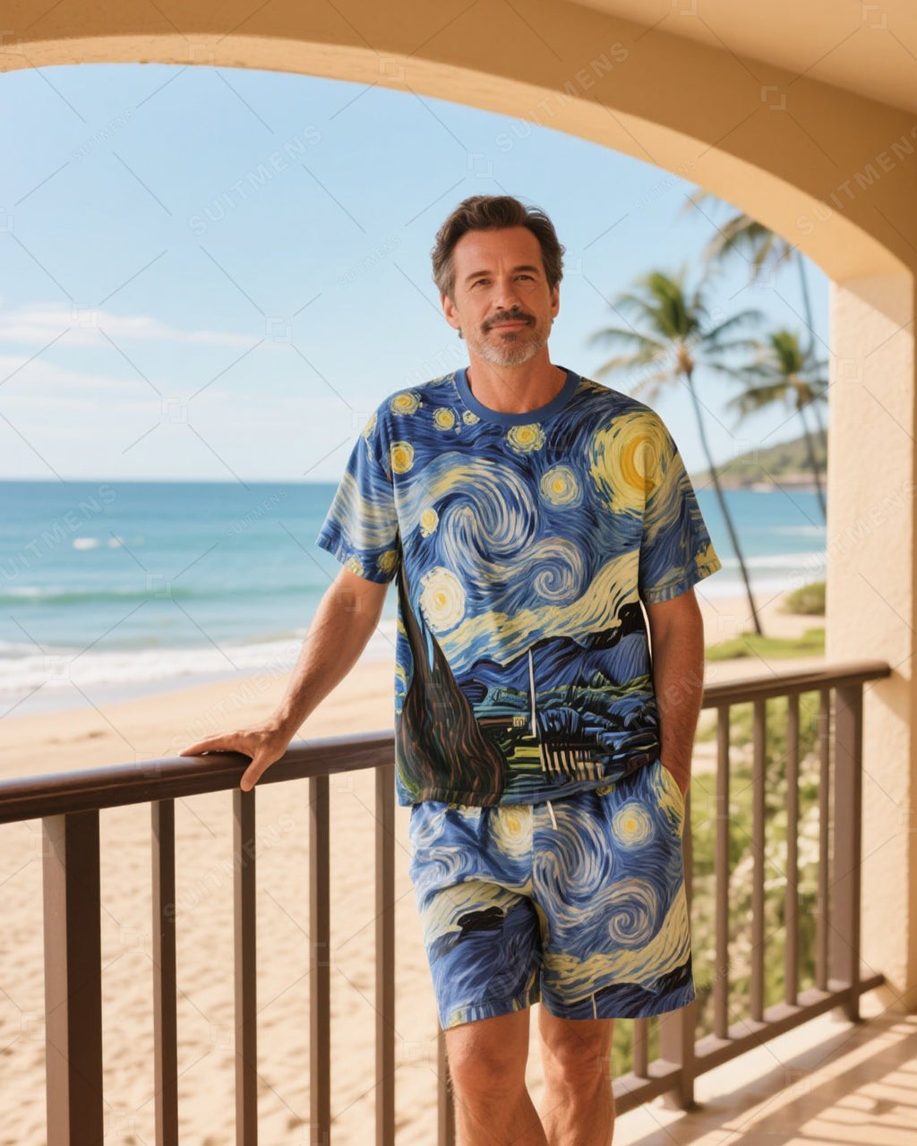 Men's Summer Vacation Round Neck Set 026