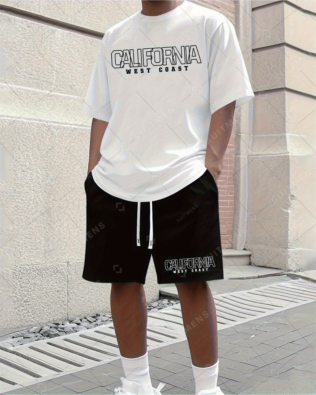 Men's Summer Personalized Printed Round Neck Set 262
